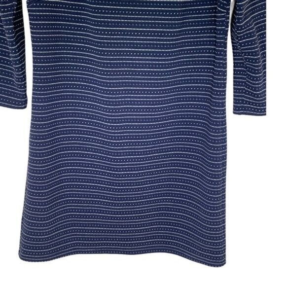 LOFT Knit Shift Dress Blue White Striped Stretch Work Casual Small - Picture 3 of 9